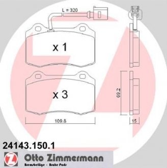 Тормозные колодки, дисковый тормоз (набор) ZIMMERMANN 241431501 (фото 1)