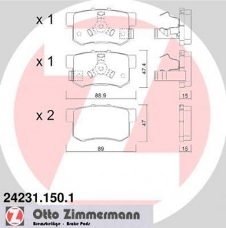 Комплект тормозных колодок, дисковый тормоз ZIMMERMANN 242311501 (фото 1)