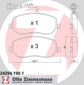 Гальмівні колодки, дискове гальмо (набір) ZIMMERMANN 242941901