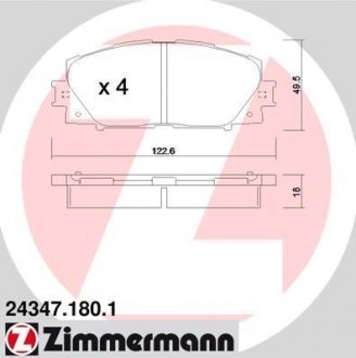 Комплект тормозных колодок, дисковый тормоз ZIMMERMANN 243471801