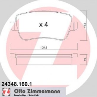 Тормозные колодки, дисковый тормоз (набор) ZIMMERMANN 243481601 (фото 1)