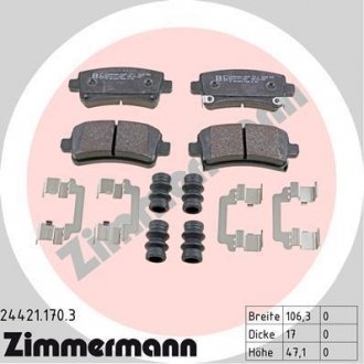 Тормозные колодки, дисковый тормоз (набор) ZIMMERMANN 244211703 (фото 1)
