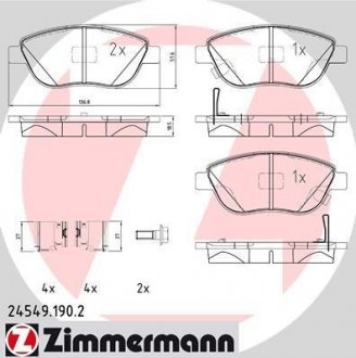 Тормозные дисковые колодки с аксессуарами передние ZIMMERMANN 24549.190.2 (фото 1)
