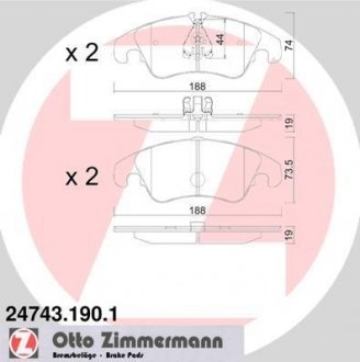 Комплект тормозных колодок, дисковый тормоз ZIMMERMANN 247431901