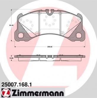 Комплект тормозных колодок, дисковый тормоз ZIMMERMANN 250071681 (фото 1)