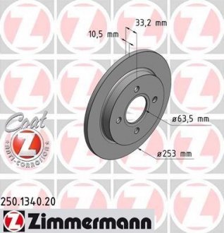 Тормозной диск ZIMMERMANN 250134020 (фото 1)