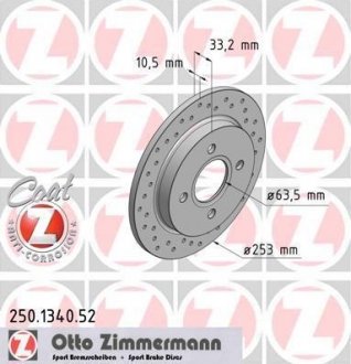 Тормозной диск ZIMMERMANN 250134052