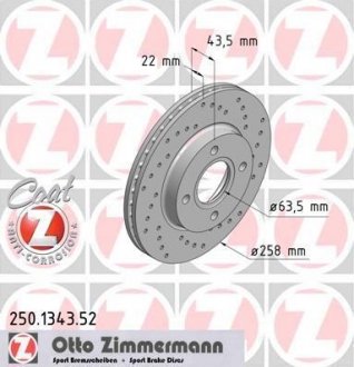 Тормозной диск ZIMMERMANN 250134352