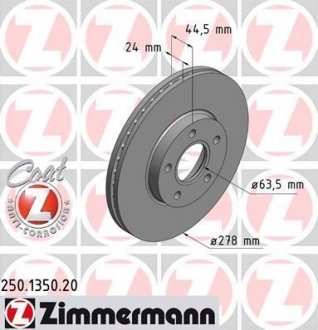 Тормозной диск ZIMMERMANN 250.1350.20 (фото 1)