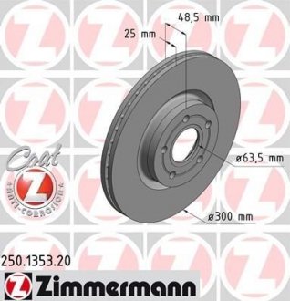 Тормозной диск ZIMMERMANN 250.1353.20 (фото 1)