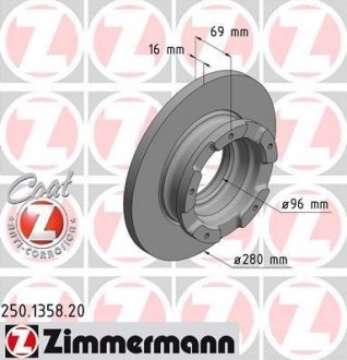 Тормозной диск ZIMMERMANN 250135820 (фото 1)
