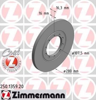 Гальмівний диск ZIMMERMANN 250.1359.20 (фото 1)