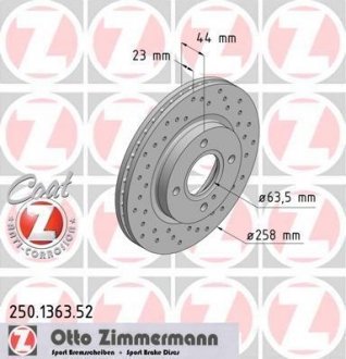 Тормозной диск ZIMMERMANN 250136352 (фото 1)