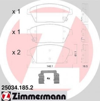 Комплект тормозных колодок, дисковый тормоз ZIMMERMANN 25034.185.2 (фото 1)
