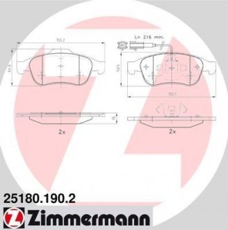 Комплект тормозных колодок, дисковый тормоз ZIMMERMANN 251801902