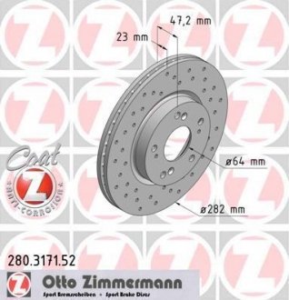 Тормозной диск ZIMMERMANN 280.3171.52 (фото 1)