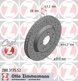 Тормозной диск ZIMMERMANN 280317552 (фото 1)
