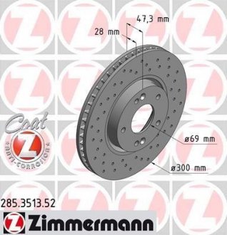 Тормозной диск ZIMMERMANN 285351352