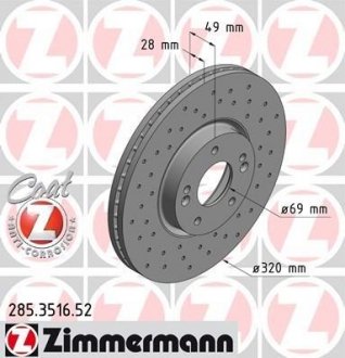 Тормозной диск ZIMMERMANN 285351652