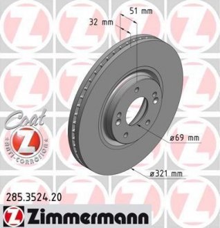 Тормозной диск ZIMMERMANN 285352420