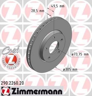 Тормозной диск ZIMMERMANN 290226020 (фото 1)