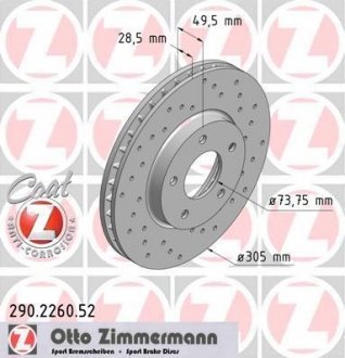 Тормозной диск ZIMMERMANN 290226052