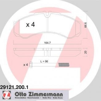 Комплект тормозных колодок, дисковый тормоз ZIMMERMANN 291212001