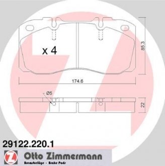 Комплект тормозных колодок, дисковый тормоз ZIMMERMANN 291222201 (фото 1)