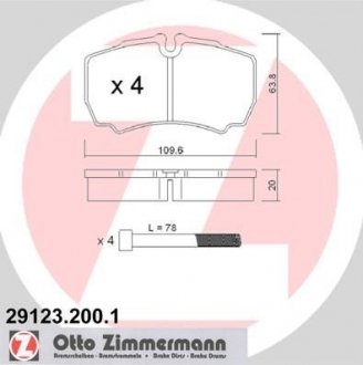 Комплект тормозных колодок, дисковый тормоз ZIMMERMANN 291232001