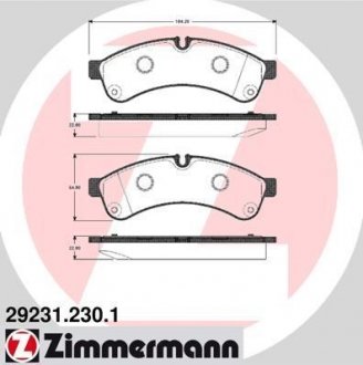 Комплект тормозных колодок, дисковый тормоз ZIMMERMANN 292312301