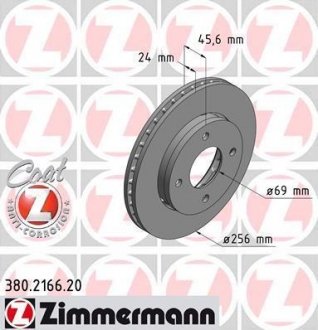 Тормозной диск ZIMMERMANN 380.2166.20 (фото 1)