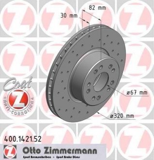 Гальмівний диск ZIMMERMANN 400.1421.52 (фото 1)