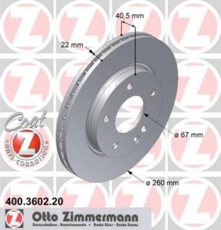 Тормозной диск ZIMMERMANN 400.3602.20 (фото 1)