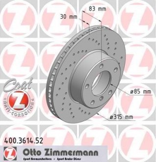 Тормозной диск ZIMMERMANN 400.3614.52 (фото 1)