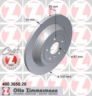 Диск тормозной Coat Z ZIMMERMANN 400365020 (фото 1)