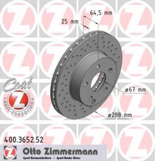 Гальмівний диск ZIMMERMANN 400.3652.52 (фото 1)
