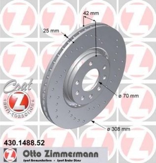 Тормозной диск ZIMMERMANN 430148852 (фото 1)