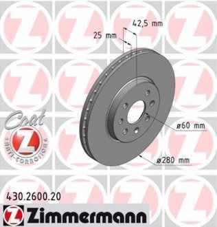 Тормозной диск ZIMMERMANN 430260020 (фото 1)