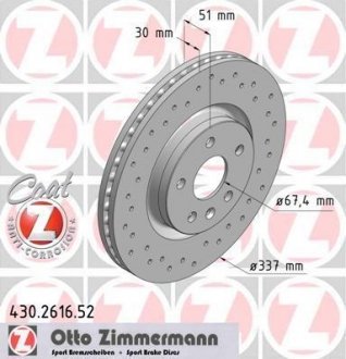 Тормозной диск ZIMMERMANN 430261652