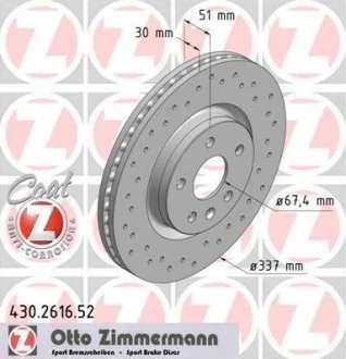 Гальмівний диск ZIMMERMANN 430261652