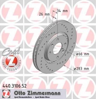 Тормозной диск ZIMMERMANN 440310652 (фото 1)