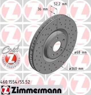 Гальмівний диск ZIMMERMANN 460.1554.52