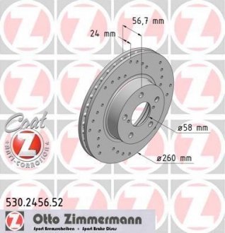 Тормозной диск ZIMMERMANN 530245652