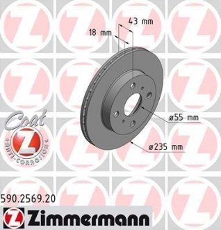 Тормозной диск ZIMMERMANN 590256920 (фото 1)