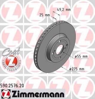 Тормозной диск ZIMMERMANN 590257620 (фото 1)