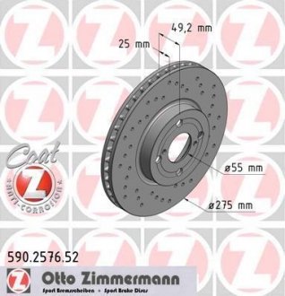 Тормозной диск ZIMMERMANN 590257652 (фото 1)