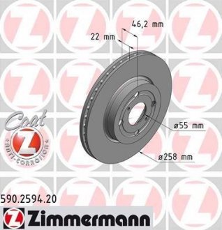 Тормозной диск ZIMMERMANN 590259420