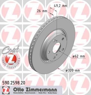 Тормозной диск ZIMMERMANN 590259820 (фото 1)