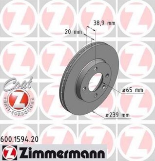 Тормозной диск ZIMMERMANN 600159420 (фото 1)