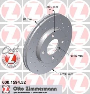 Тормозной диск ZIMMERMANN 600159452 (фото 1)